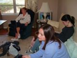 Christa, Amber and Karen resting at Amy's house.